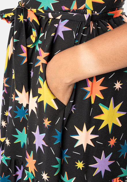 Astrid Star Sprinkle Tiered Hem Midi Dress – Popsy Clothing