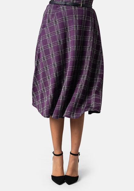 Purple plaid skirt uk hotsell