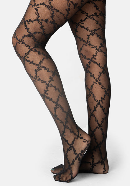 Trellis Floral Tights – Better Tights
