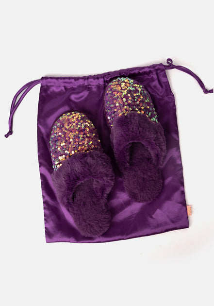 Purple 2025 sequin slippers