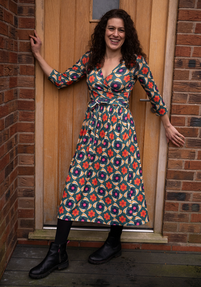 Rhett Retro Bird Print Midi Dress