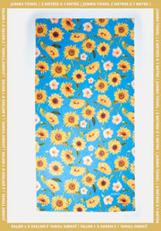 Blue Sunflower Print Jumbo Bath Sheet