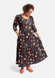 Arly Astrology Print Tiered Hem Midaxi Dress