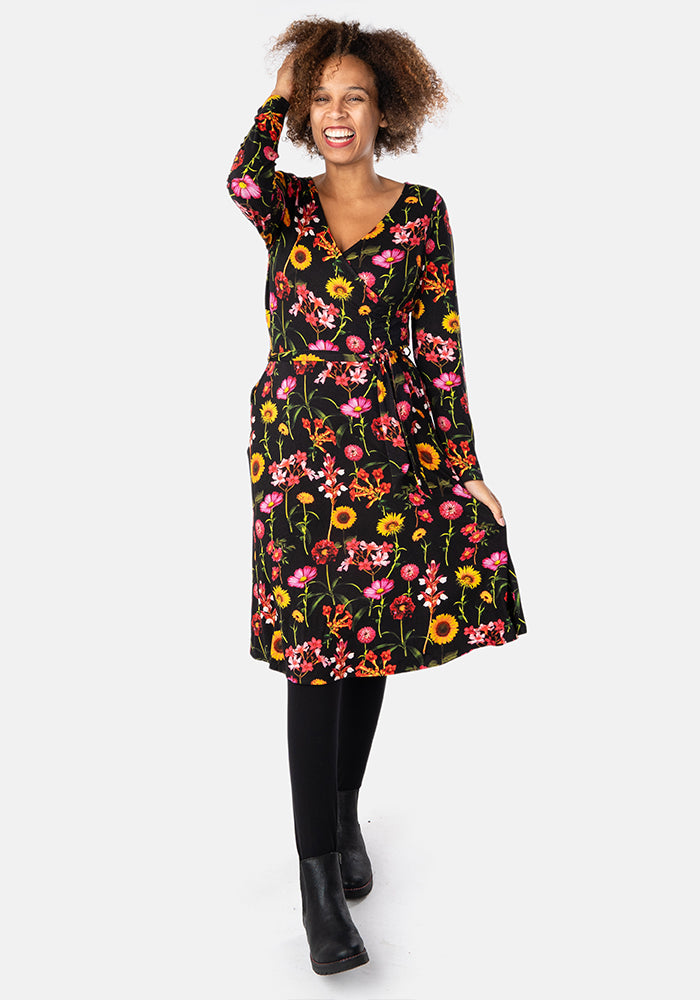 Alaine Sunflower Print Viscose Dress