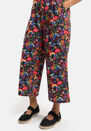 Amari Garden Rainbows Print Pull On Wide Leg Culotte Trouser