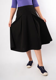 Ann Black Vintage Box Pleat Swing Skirt