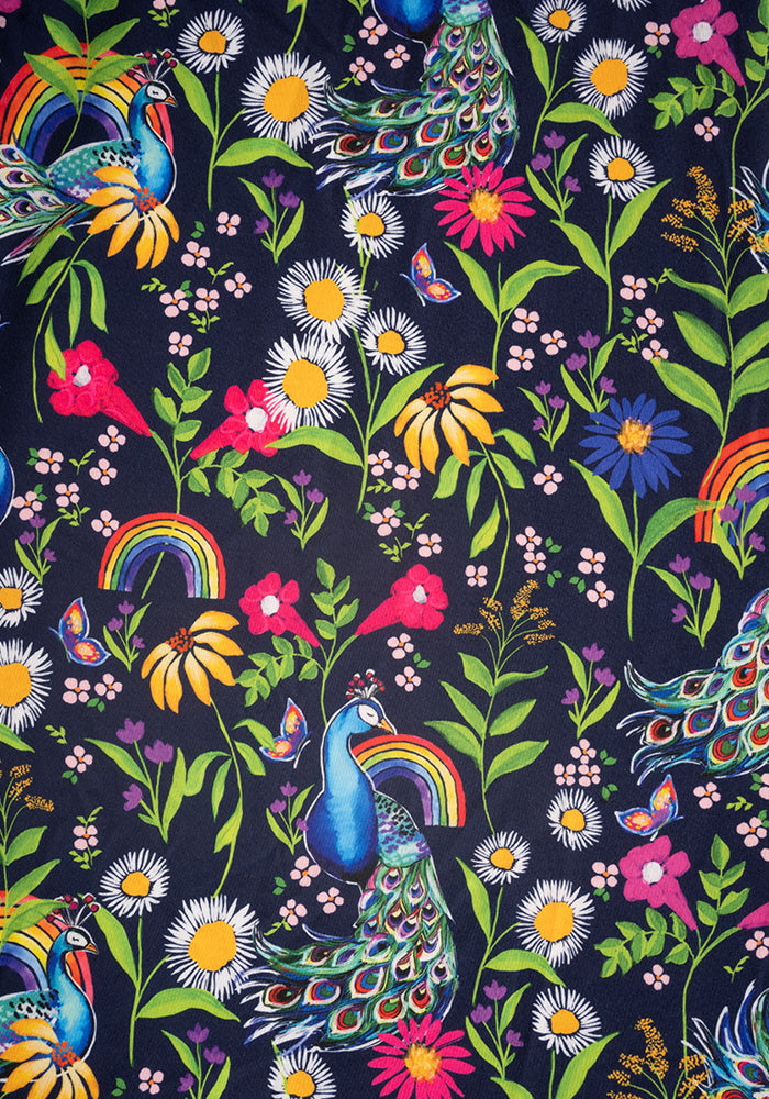 Children's Peacock Rainbow Print Dress (Avah)