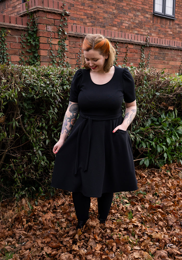 Becca Plain Black Full Skirt Dress