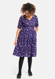 Bertel Bat Print Tiered Hem Dress