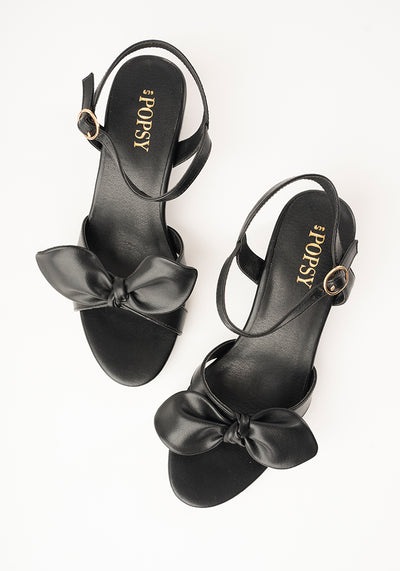 Black Glitter Heel Party Sandals