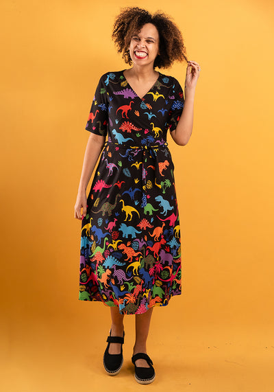 Bronto Dinosaur Border Print Midi Dress