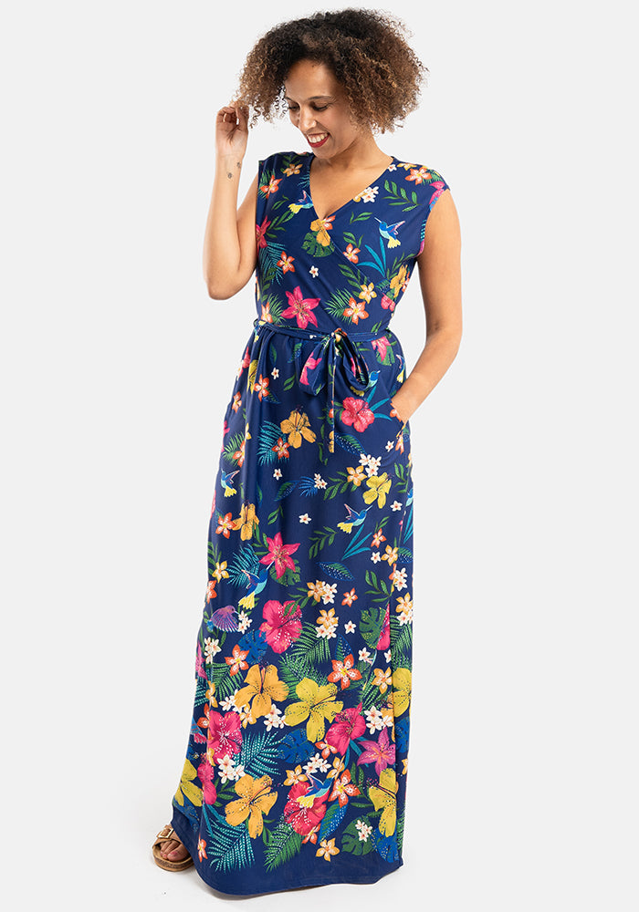 Calipo Tropical Hummingbird Border Print Maxi Dress – Popsy Clothing