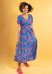 Carida Flying Parrots Print Midaxi Dress