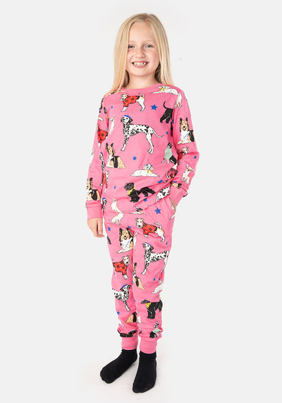 Children's Pink Posh Pooch Print Cotton Pyjama Set