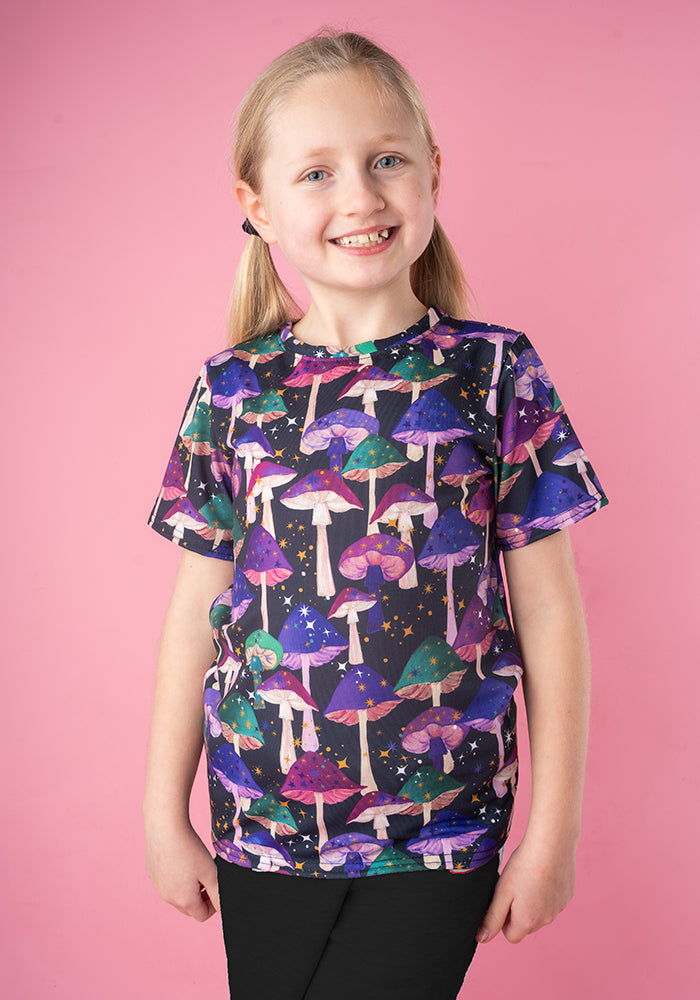 Children's Purple Mushroom Print T-Shirt