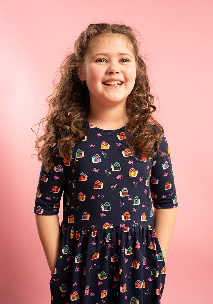 Children's Rainbow Snails Print Cotton Dress (Sheridan)