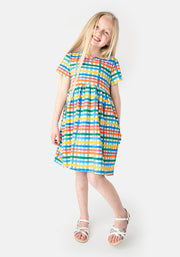 Children's Summer Painted Check Print Cotton Dress (Skye)