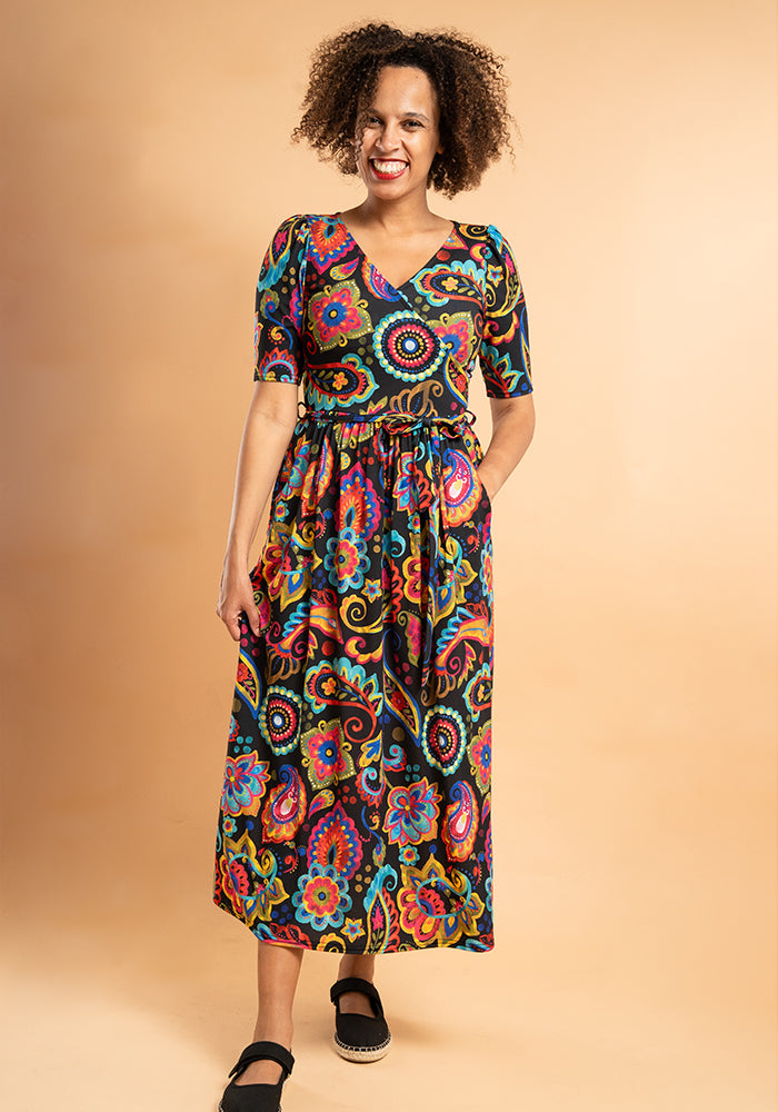 Elisa Painted Paisley Print Midaxi Dress