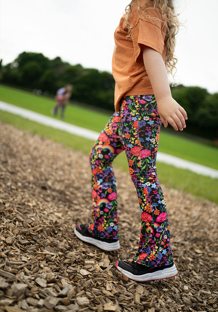 Children s Rainbow Garden Print Flare Leggings Popsy Clothing