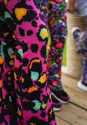 Children's Pink Animal Print Flare Leggings