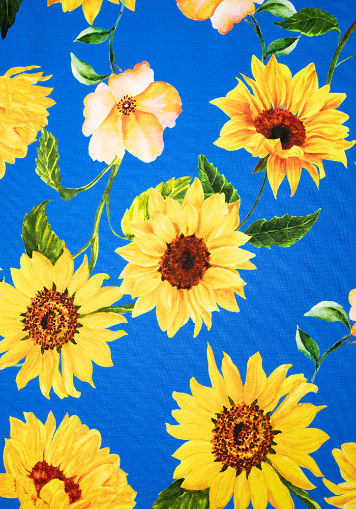 Gia Blue Sunflower Print Cotton Playsuit