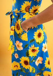 Gia Blue Sunflower Print Cotton Playsuit