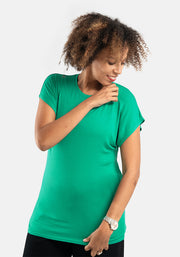 Jade Green  Extended Shoulder Round Neck Top