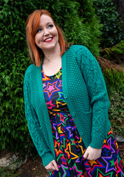 Dark Jade Moss Stitch Cardigan