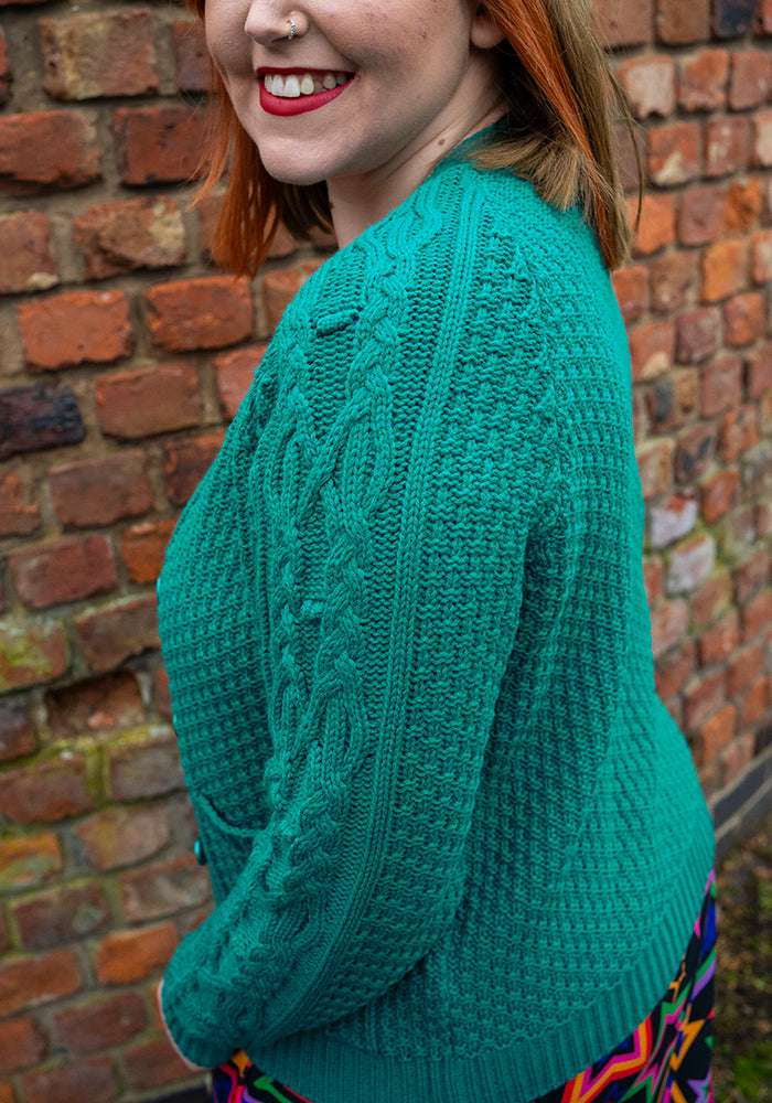 Dark Jade Moss Stitch Cardigan