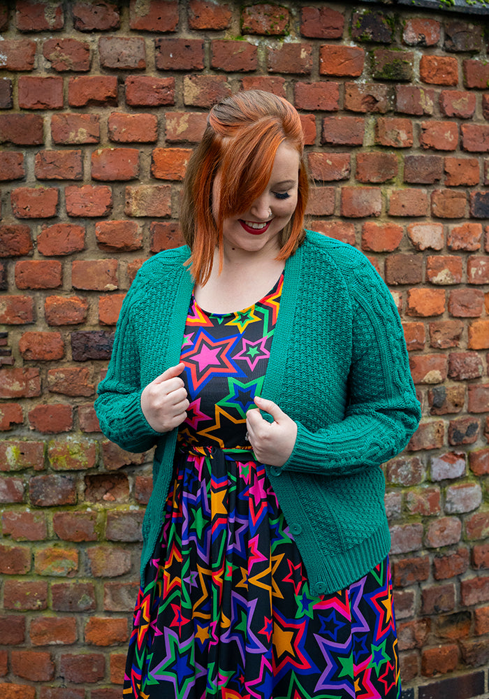 Dark Jade Moss Stitch Cardigan