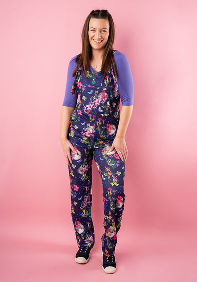 Jordan Purple Botanical Moon Print Dungaree