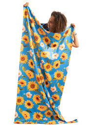 Blue Sunflower Print Jumbo Bath Sheet