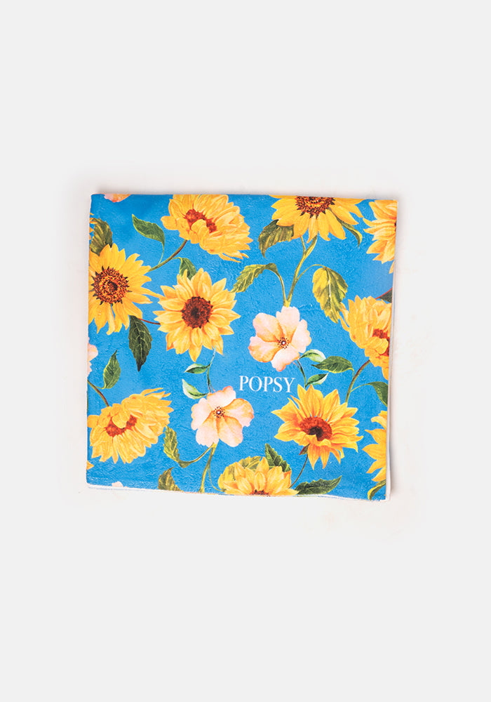 Blue Sunflower Print Jumbo Bath Sheet