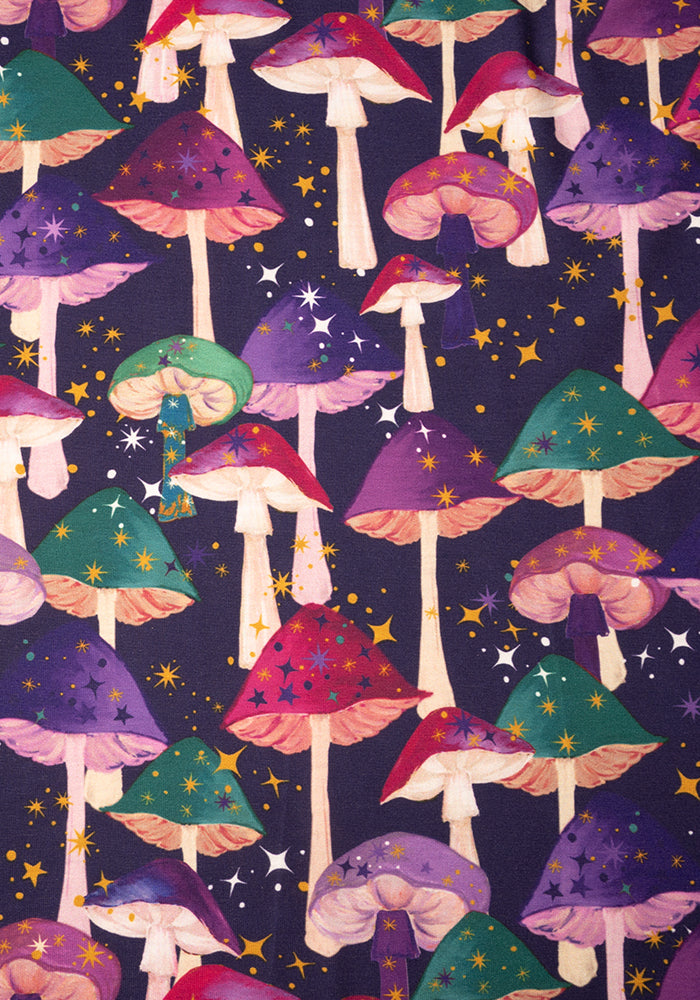 Children's Purple Mushroom Print Flare Leggings