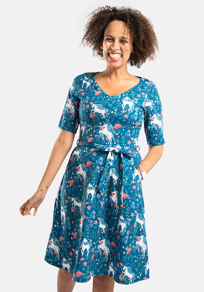 Lettie Unicorn Garden Print Dress