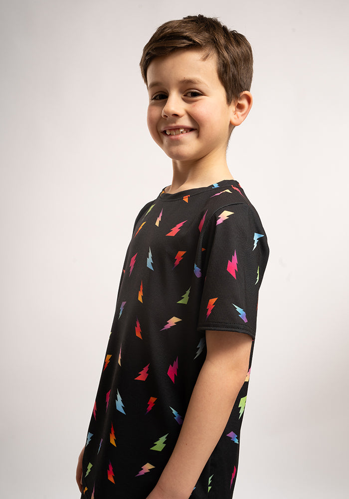 Lightning Bolt Print Children's T-Shirt (Stormy)