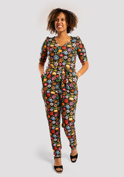 Maysen Stencil Floral Print Tapered Leg Jumpsuit