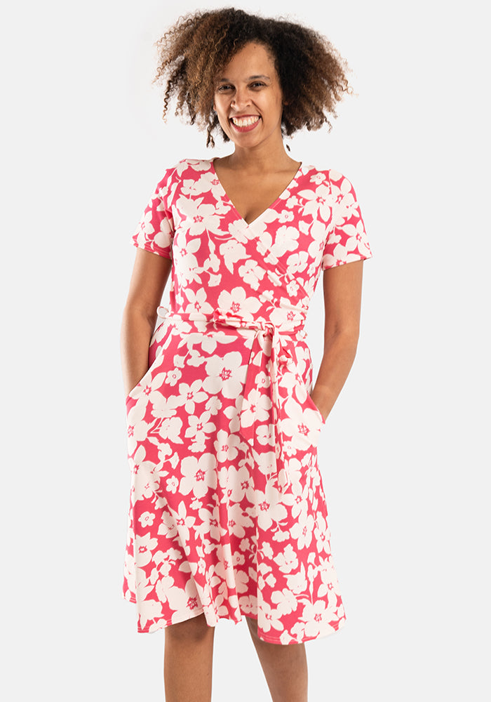 Milly-May Pink Floral Print Cotton Dress