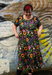 Moira Bug Garden Print Tiered Hem Midaxi Dress