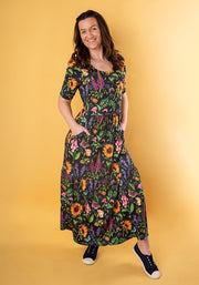 Moira Bug Garden Print Tiered Hem Midaxi Dress