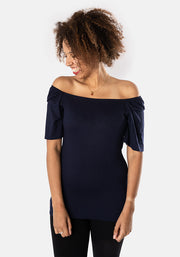 Navy Square Neck Top