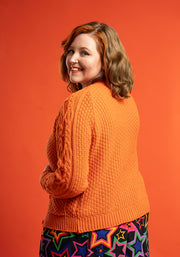 Orange Moss Stitch Cardigan