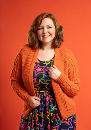 Orange Moss Stitch Cardigan