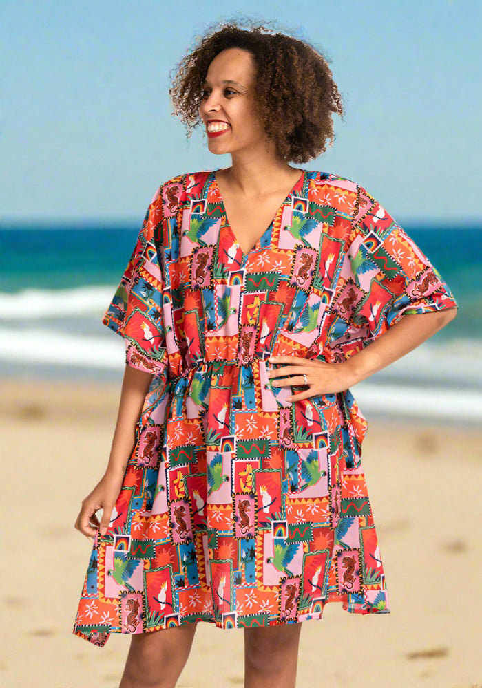 Tropical Patchwork Print Cover Up