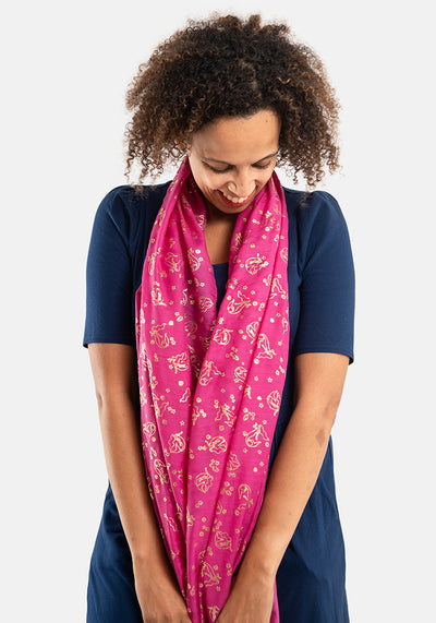 Pink Mermaid Foil Print Scarf