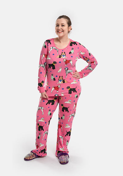 Pink Posh Pooch Print Cotton Pyjama Set