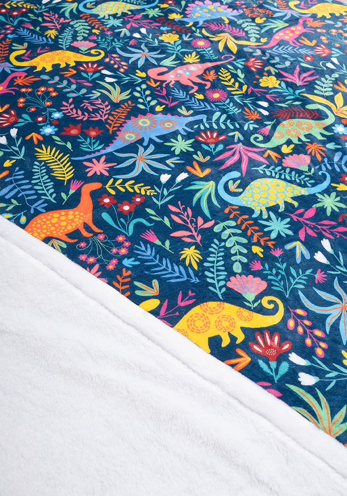 Pop-under Dinosaur Print Plush Blanket