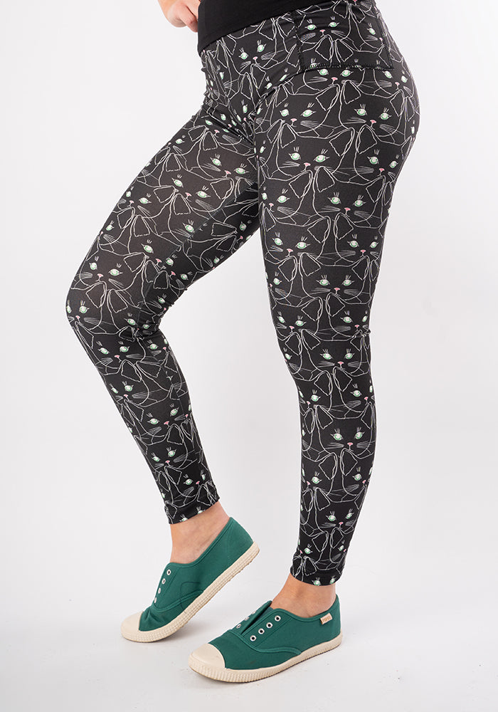 Rene Cat Face Print Popsy Leggings