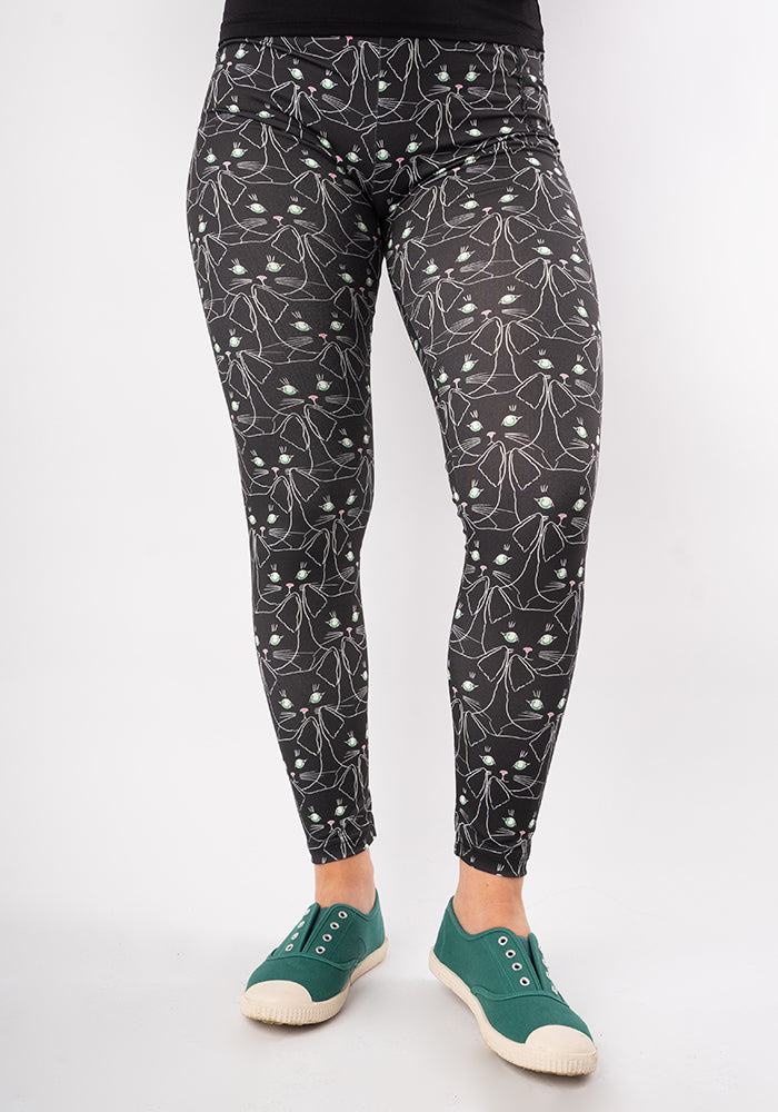 Rene Cat Face Print Popsy Leggings