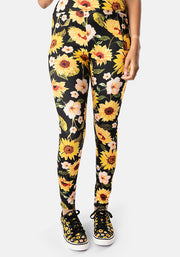 Rene Sunflower Print Popsy Leggings